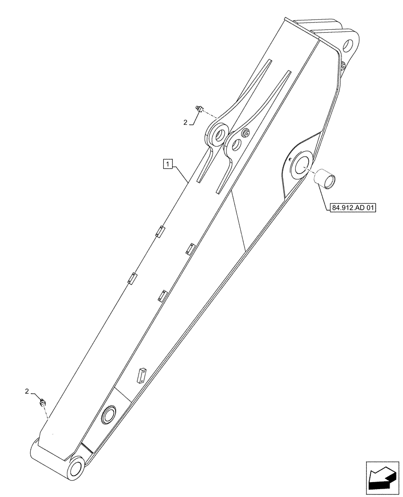 Схема запчастей Case CX490D LC - (84.912.AA[01]) - VAR - 461549 - ARM, HEAVY DUTY (L=3.40M) (84) - BOOMS, DIPPERS & BUCKETS