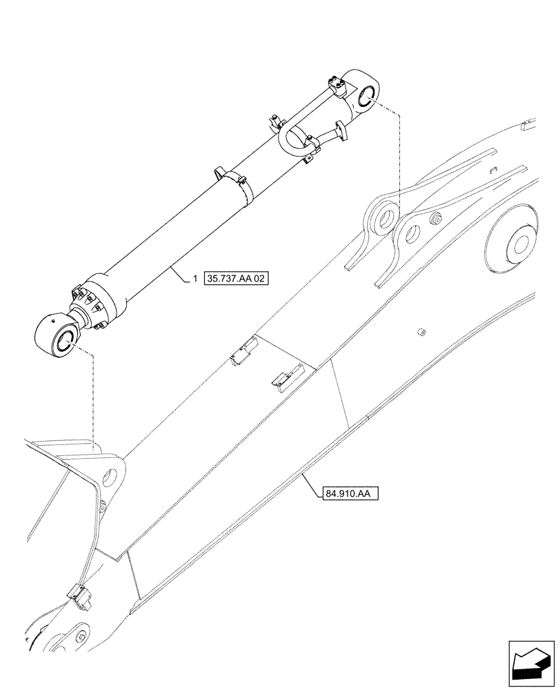 Схема запчастей Case CX490D RTC - (35.737.AA[01]) - VAR - 481064 - ARM, CYLINDER (35) - HYDRAULIC SYSTEMS