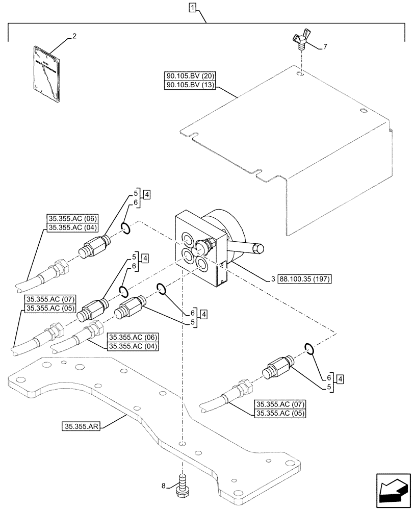 Схема запчастей Case CX210D LC LR - (88.100.35[196]) - DIA KIT, CONTROL PATTERN SELECTION, VALVE, SELECTOR (88) - ACCESSORIES