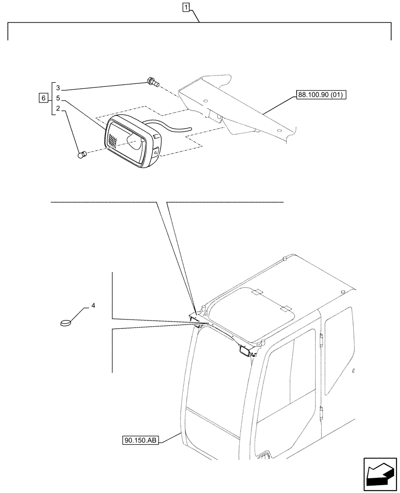 Схема запчастей Case CX130D - (88.100.90[02]) - DIA KIT, RAIN REFLECTOR, WORKING LIGHT (88) - ACCESSORIES