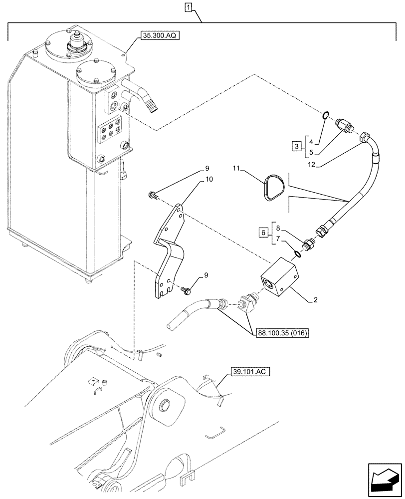 Схема запчастей Case CX130D - (88.100.35[017]) - DIA KIT, HAMMER CIRCUIT, W/ HYDRAULIC CONTROL, MANIFOLD VALVE, LINE (88) - ACCESSORIES