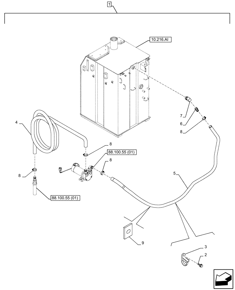 Схема запчастей Case CX210D LC LR - (88.100.55[02]) - DIA KIT, FUEL TRANSFER PUMP, SUPPLY LINES (88) - ACCESSORIES