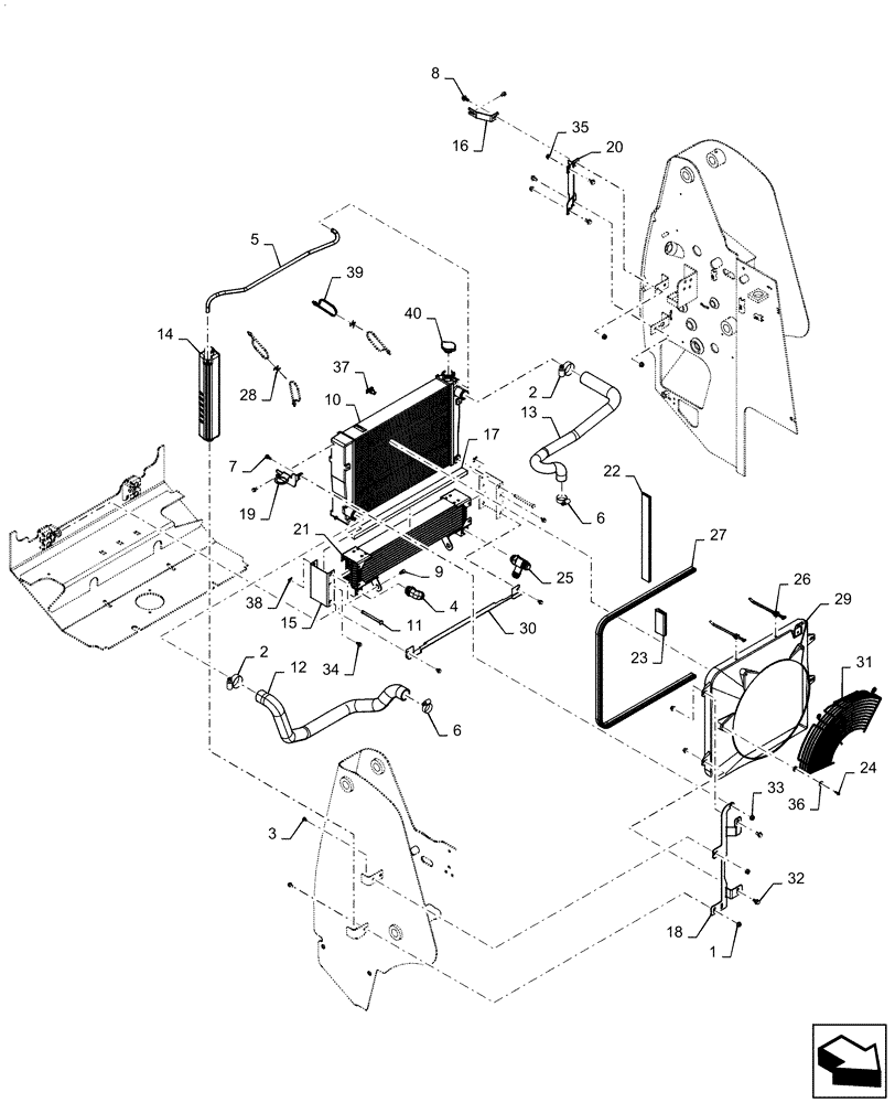 Схема запчастей Case SR175 - (10.400.AY) - RADIATOR & RELATED PARTS, 1-MAY-2015 & NEWER (10) - ENGINE