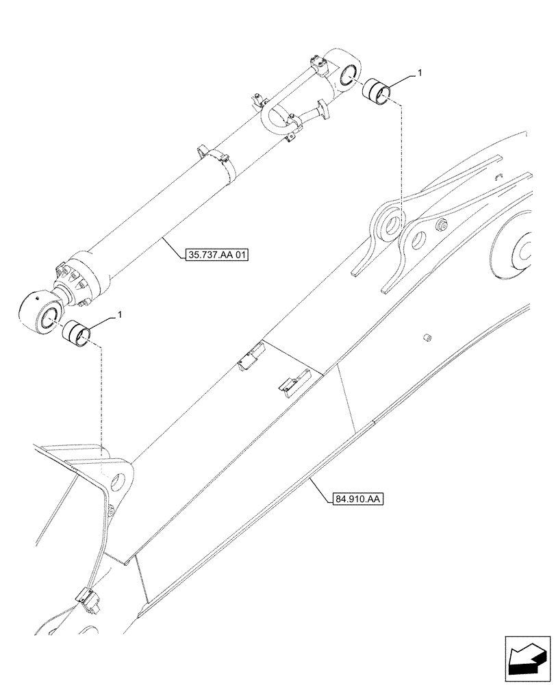 Схема запчастей Case CX500D RTC - (84.912.AD[03]) - VAR - 481064 - ARM, CYLINDER, BUSHING, SAFETY VALVE (84) - BOOMS, DIPPERS & BUCKETS