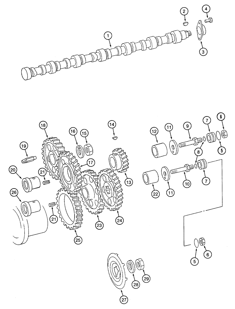 Схема запчастей Case 9050B - (2-46) - CAMSHAFT AND TIMING GEARS, 6D22-T ENGINE, CAMSHAFT (02) - ENGINE