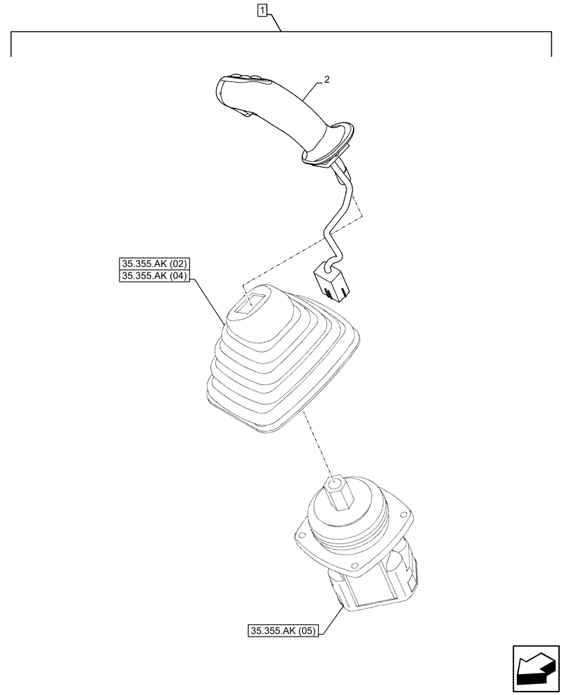 Схема запчастей Case CX210D LC LR - (88.100.35[001]) - DIA KIT, CONTROL LEVER, SHORT, LH (88) - ACCESSORIES