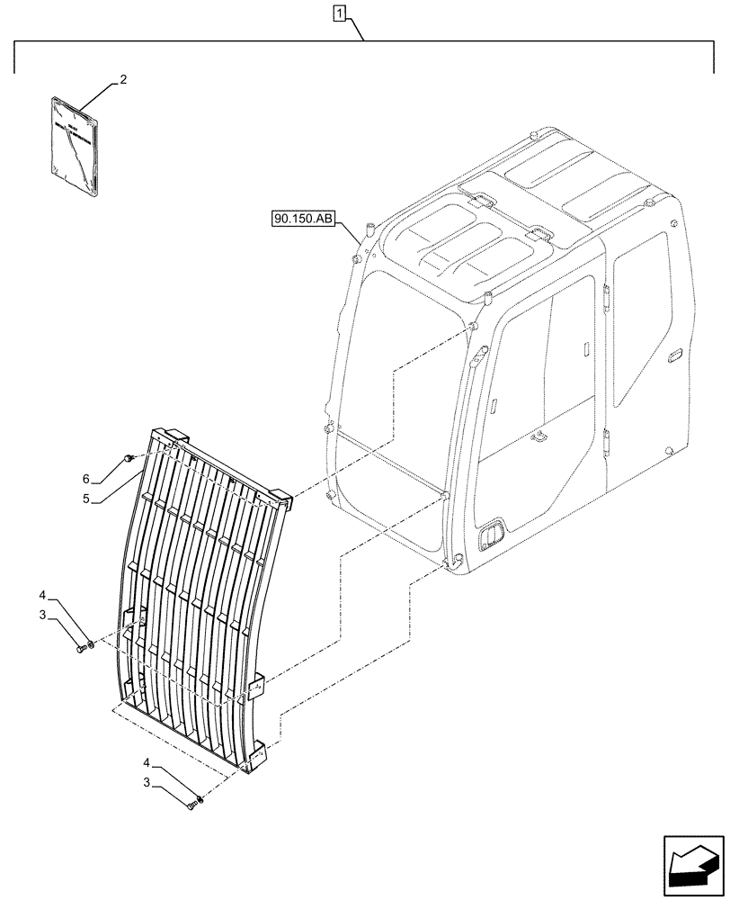 Схема запчастей Case CX130D - (88.100.90[11]) - DIA KIT, CAB GUARD, FRONT (88) - ACCESSORIES