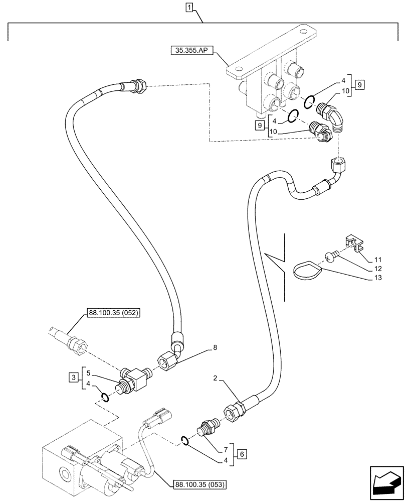 Схема запчастей Case CX130D - (88.100.35[055]) - DIA KIT, HAMMER CIRCUIT, HIGH FLOW, W/ ELECTRICAL PROPORTIONAL CONTROL, SOLENOID VALVE, LINE (88) - ACCESSORIES