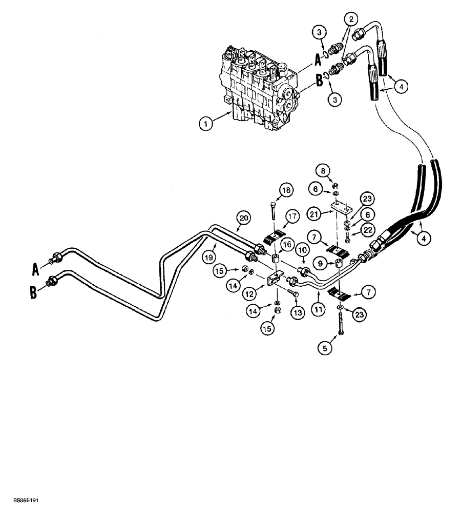 Схема запчастей Case 850G - (8-20) - RIPPER HYDRAULIC CIRCUIT - CONTROL VALVE TO REAR OF TRACTOR (07) - HYDRAULIC SYSTEM