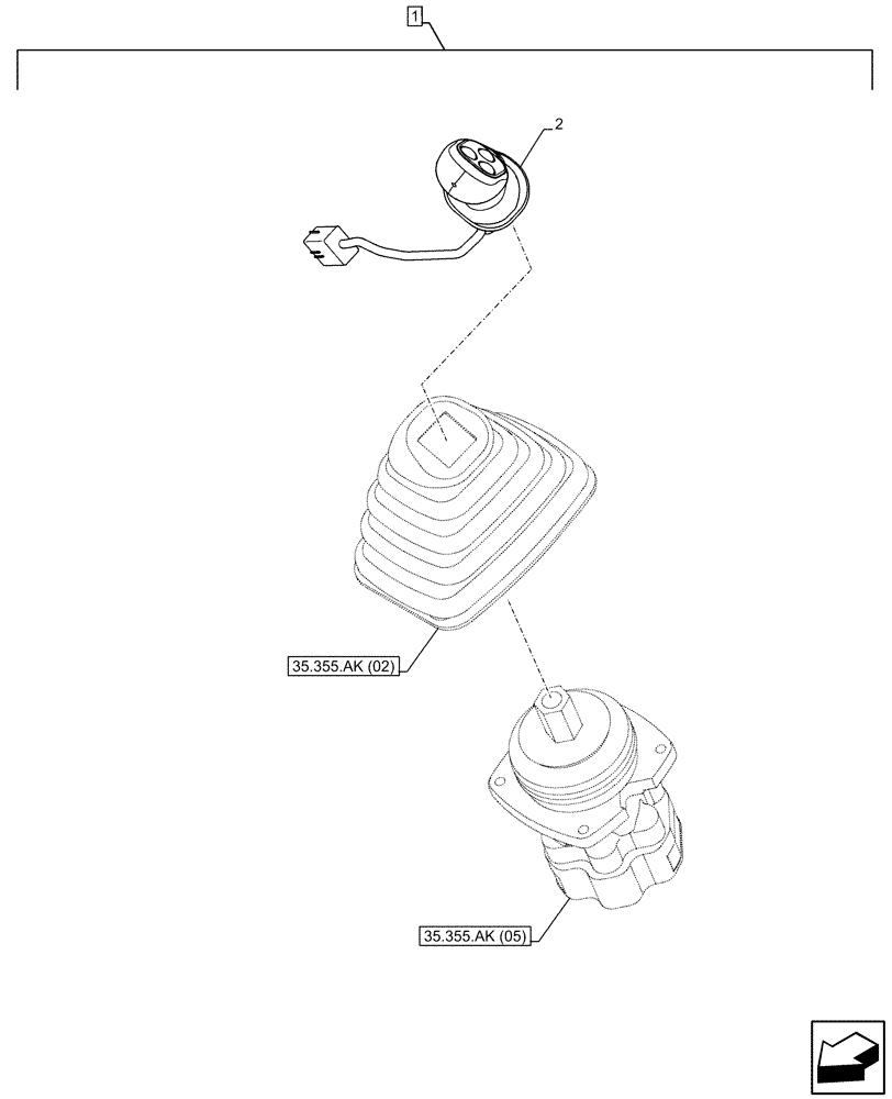 Схема запчастей Case CX210D LC LR - (88.100.35[002]) - DIA KIT, CONTROL LEVER, SHORT, RH (88) - ACCESSORIES