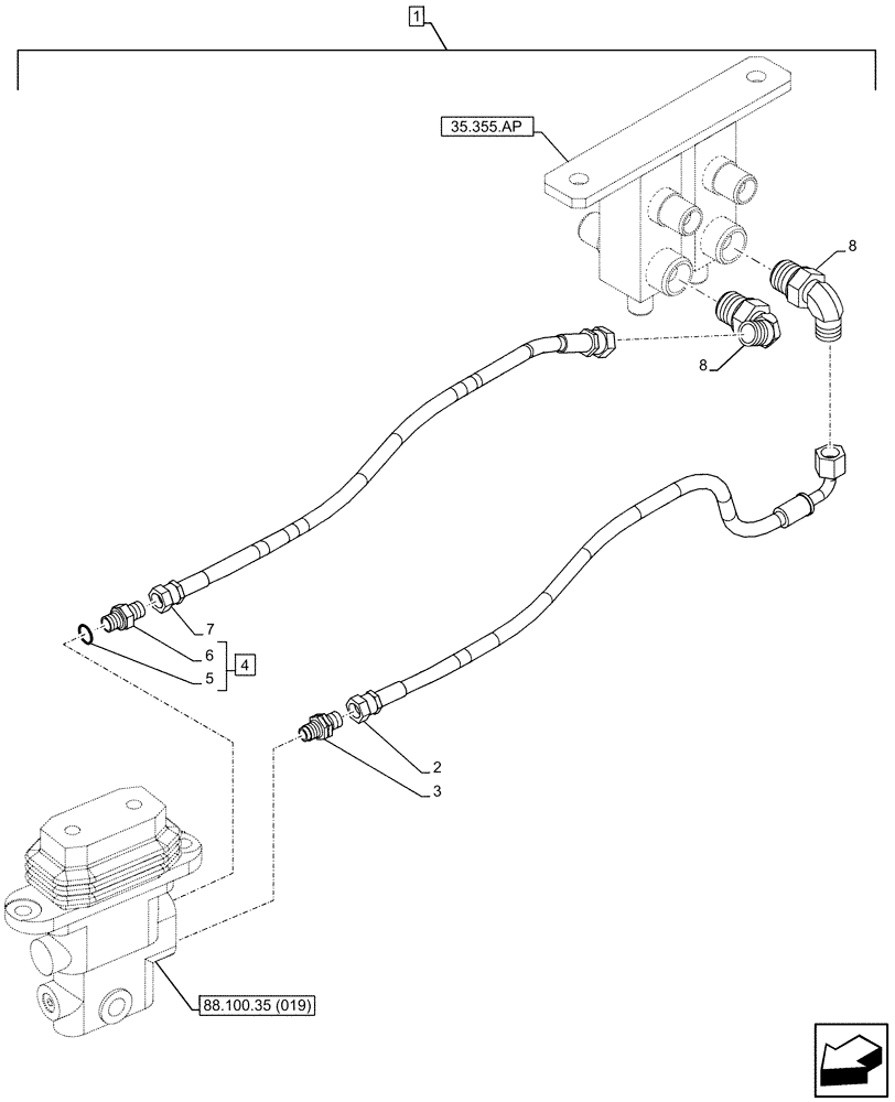 Схема запчастей Case CX130D - (88.100.35[021]) - DIA KIT, HAMMER CIRCUIT, W/ HYDRAULIC CONTROL, FOOT CONTROL VALVE, LINE (88) - ACCESSORIES