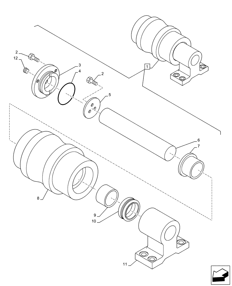 Схема запчастей Case CX500D RTC - (48.138.AD[02]) - TRACK ROLLER, SUPPORT, COMPONENTS (48) - TRACKS & TRACK SUSPENSION