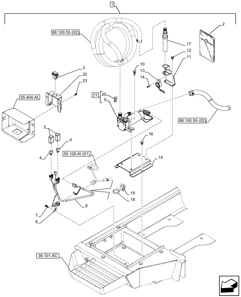 Схема запчастей Case CX130D LC - (88.100.55[01]) - DIA KIT, FUEL TRANSFER PUMP (88) - ACCESSORIES