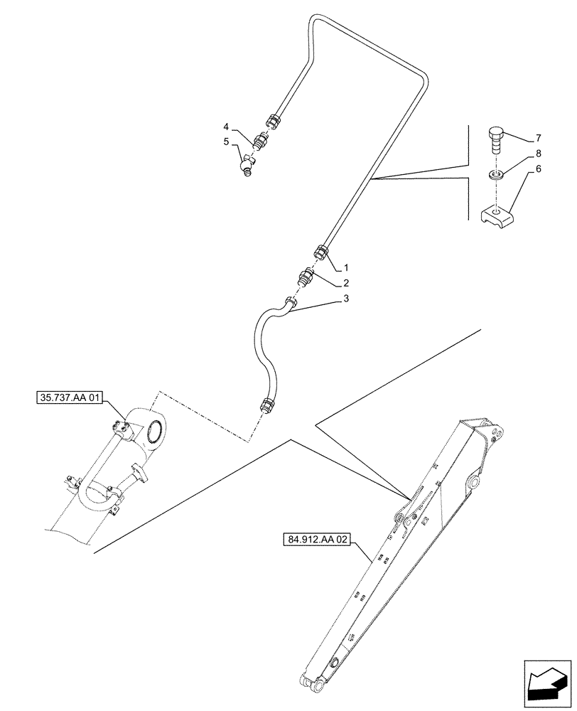 Схема запчастей Case CX490D RTC - (71.460.AF[01]) - VAR - 781184 - ARM, LUBRIFICATION LINE (71) - LUBRICATION SYSTEM