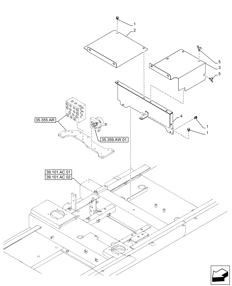 Схема запчастей Case CX500D RTC - (90.105.BV[12]) - VAR - 461558 - COVER, CUSHION VALVE, CONTROL PATTERN SELECTION (90) - PLATFORM, CAB, BODYWORK AND DECALS