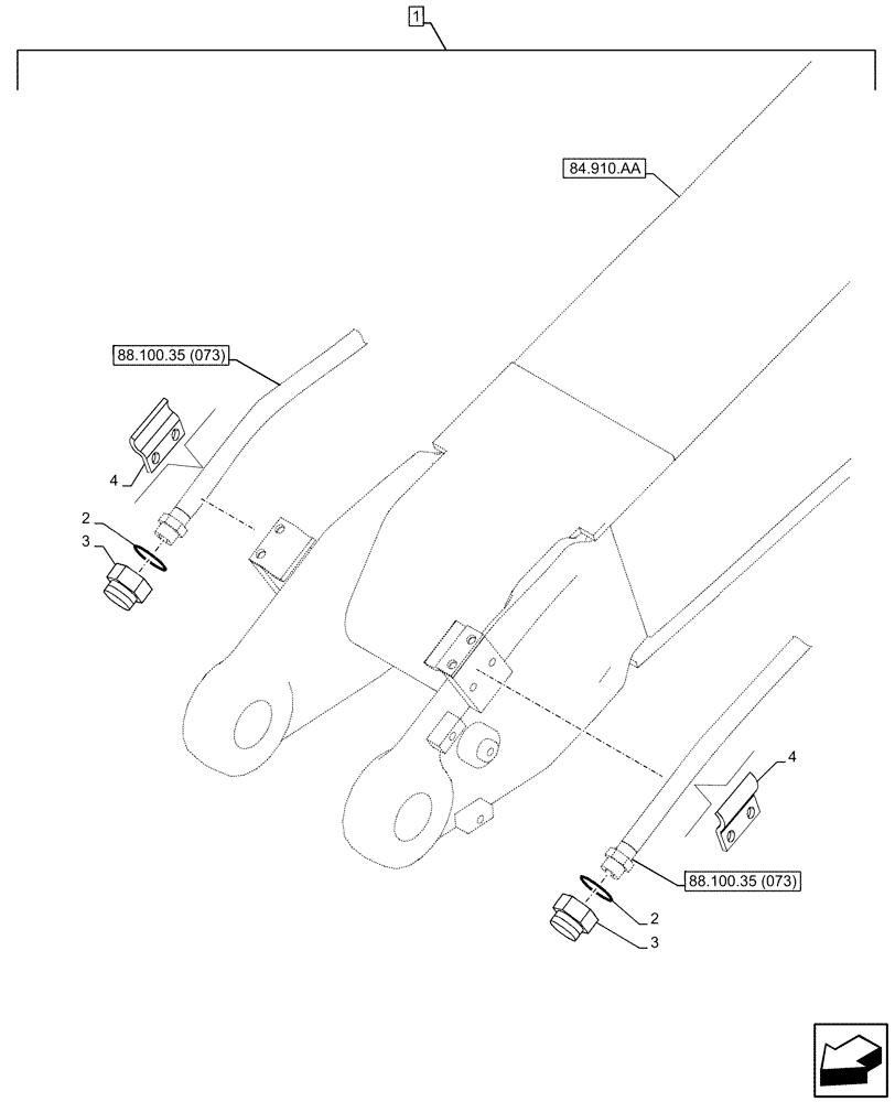 Схема запчастей Case CX130D - (88.100.35[074]) - DIA KIT, AUXILIARY CIRCUIT, SHEARS, W/ ELECTRICAL PROPORTIONAL CONTROL, BOOM, LINE, PLUG (88) - ACCESSORIES