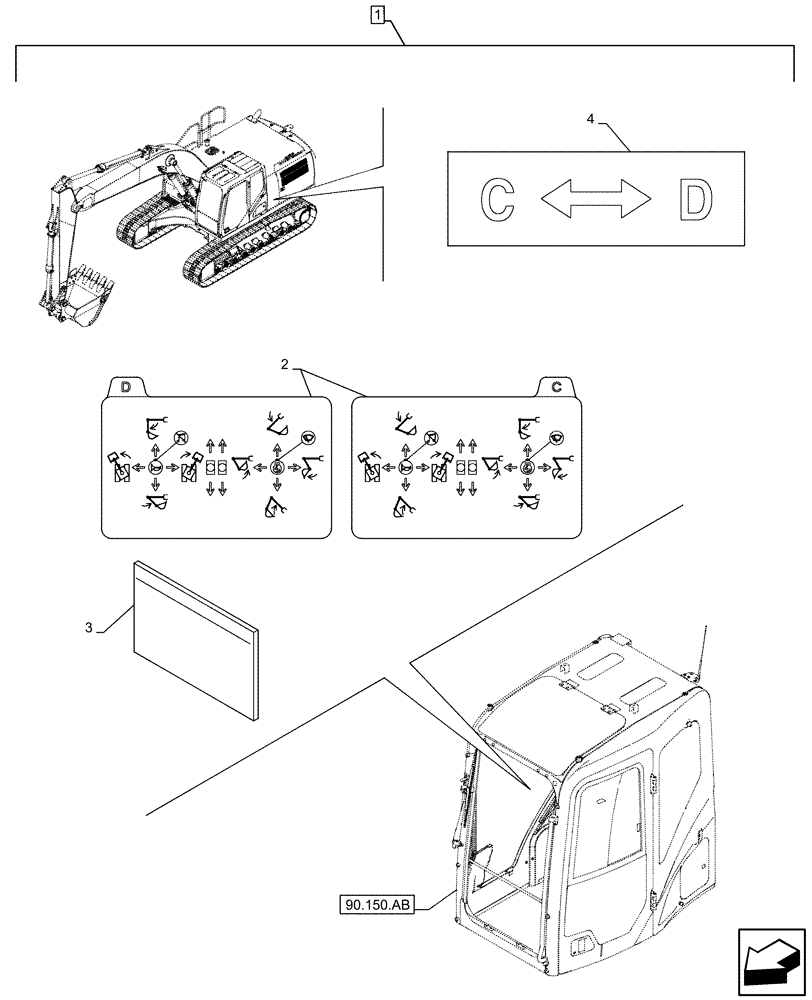 Схема запчастей Case CX160D LC - (88.100.35[199]) - DIA KIT, CONTROL PATTERN SELECTION, DECAL (88) - ACCESSORIES