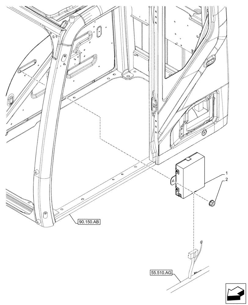 Схема запчастей Case CX500D RTC - (55.518.BM) - WINDSHIELD WIPER, RELAY (55) - ELECTRICAL SYSTEMS