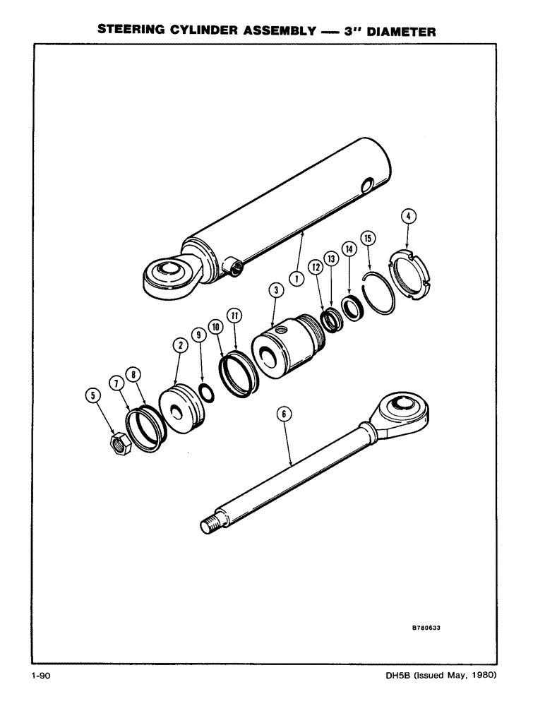 Схема запчастей Case DH5 - (1-90) - STEERING CYLINDER ASSEMBLY - 3" DIAMETER (41) - STEERING