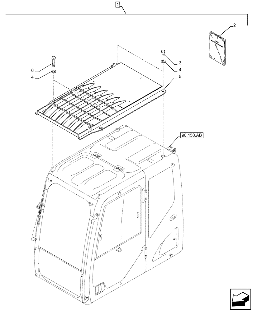 Схема запчастей Case CX500D RTC - (88.100.90[06]) - DIA KIT, CAB GUARD, ROOF (88) - ACCESSORIES