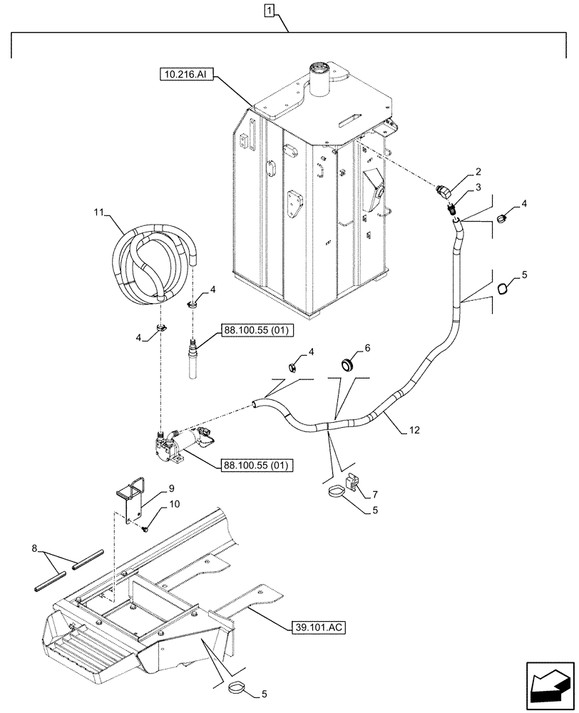 Схема запчастей Case CX160D LC - (88.100.55[02]) - DIA KIT, FUEL TRANSFER PUMP, SUPPLY LINES (88) - ACCESSORIES