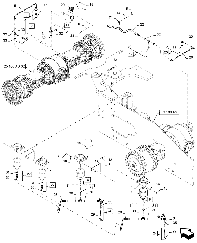 Схема запчастей Case 1121G - (33.110.010[03]) - VAR - 424775 - BRAKE ACCUMULATOR INSTALLATION (33) - BRAKES & CONTROLS