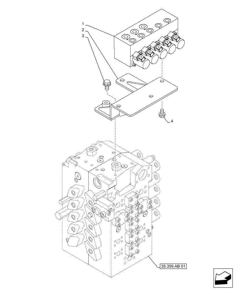 Схема запчастей Case CX500D RTC - (35.357.AJ) - STD + VAR - 461558 - MAIN, SOLENOID VALVE, CONTROL PATTERN SELECTION (35) - HYDRAULIC SYSTEMS