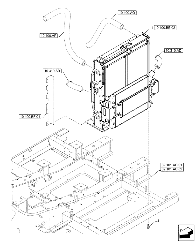 Схема запчастей Case CX490D LC - (10.400.BE[01]) - RADIATOR (10) - ENGINE