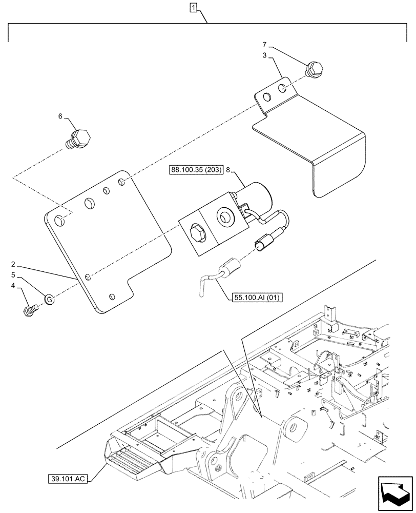 Схема запчастей Case CX130D LC - (88.100.35[202]) - DIA KIT, FREE SWING, LOCKOUT SOLENOID VALVE (88) - ACCESSORIES