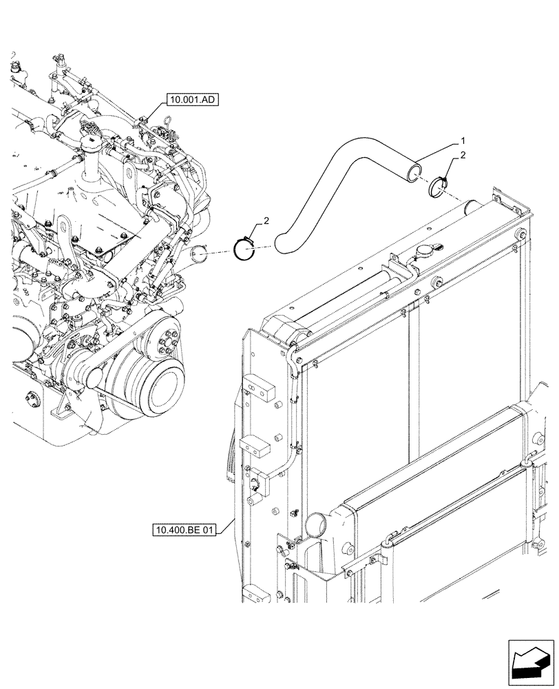 Схема запчастей Case CX490D LC - (10.400.AQ) - RADIATOR, WATER PUMP, HOSE (10) - ENGINE