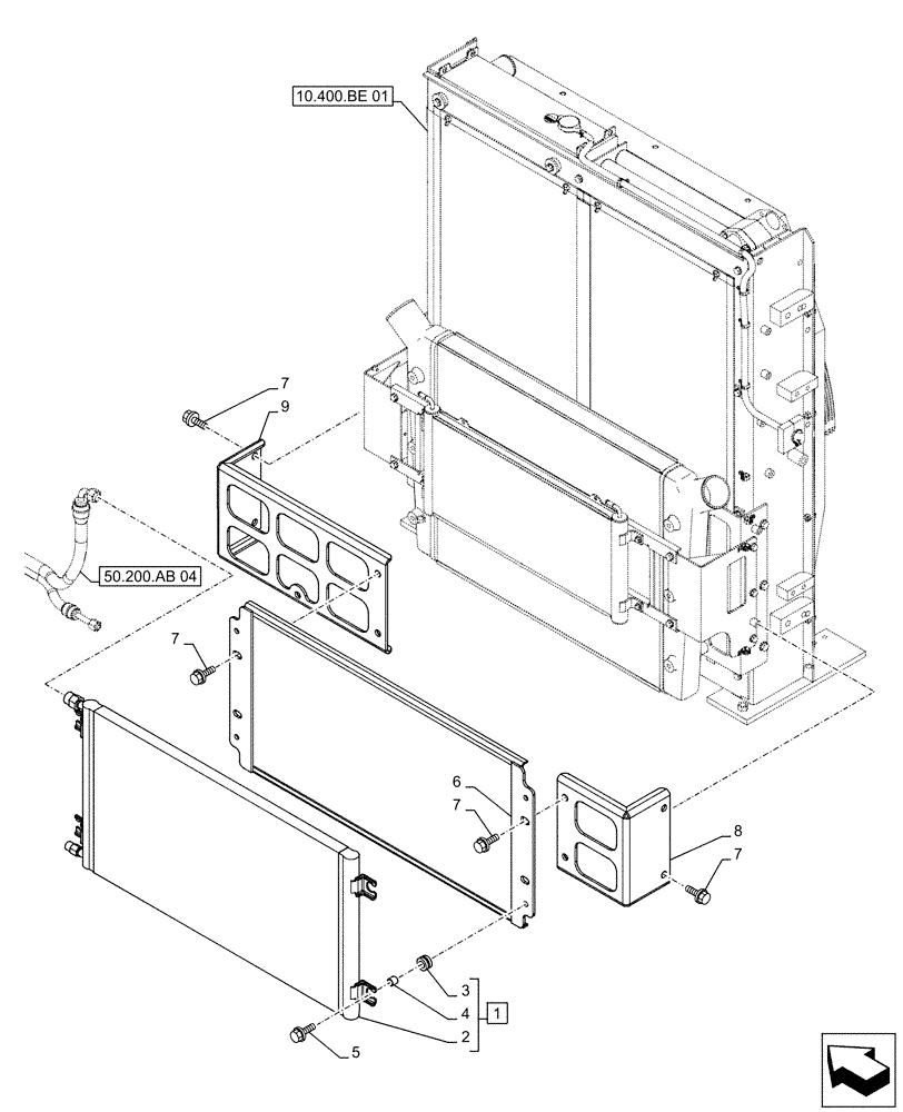 Схема запчастей Case CX500D LC - (50.200.AK) - AIR CONDITIONING, CONDENSER (50) - CAB CLIMATE CONTROL