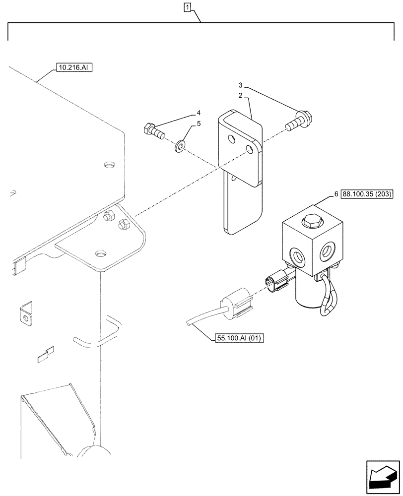 Схема запчастей Case CX160D LC - (88.100.35[202]) - DIA KIT, FREE SWING, LOCKOUT SOLENOID VALVE (88) - ACCESSORIES