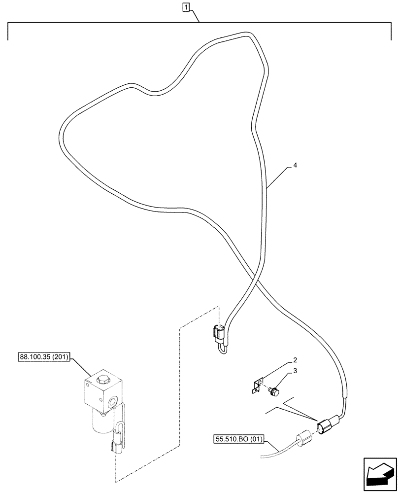 Схема запчастей Case CX350D LC - (88.100.35[202]) - DIA KIT, FREE SWING, LOCKOUT SOLENOID VALVE, WIRE HARNESS (88) - ACCESSORIES