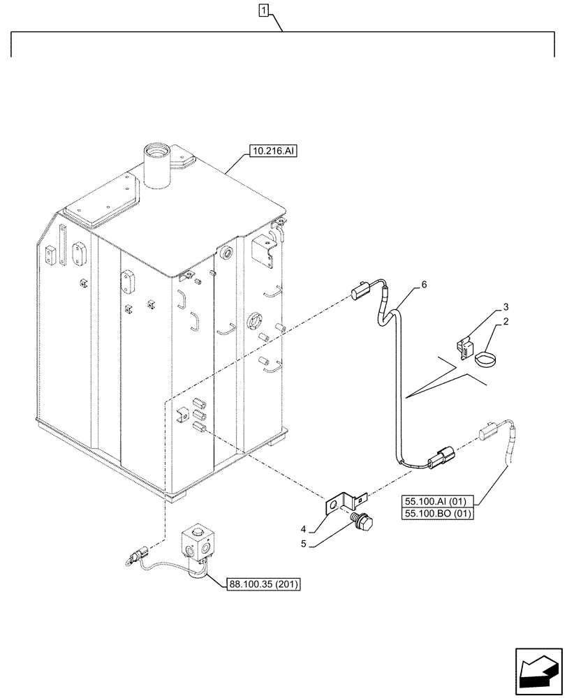 Схема запчастей Case CX250D LC - (88.100.35[202]) - DIA KIT, FREE SWING, LOCKOUT SOLENOID VALVE, WIRE HARNESS (88) - ACCESSORIES