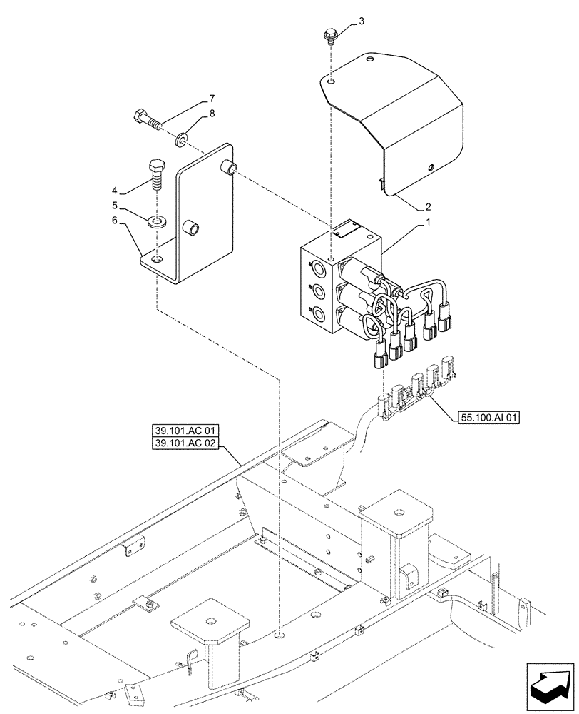 Схема запчастей Case CX500D RTC - (35.357.AG) - PILOT VALVE, SOLENOID, BLOCK (35) - HYDRAULIC SYSTEMS