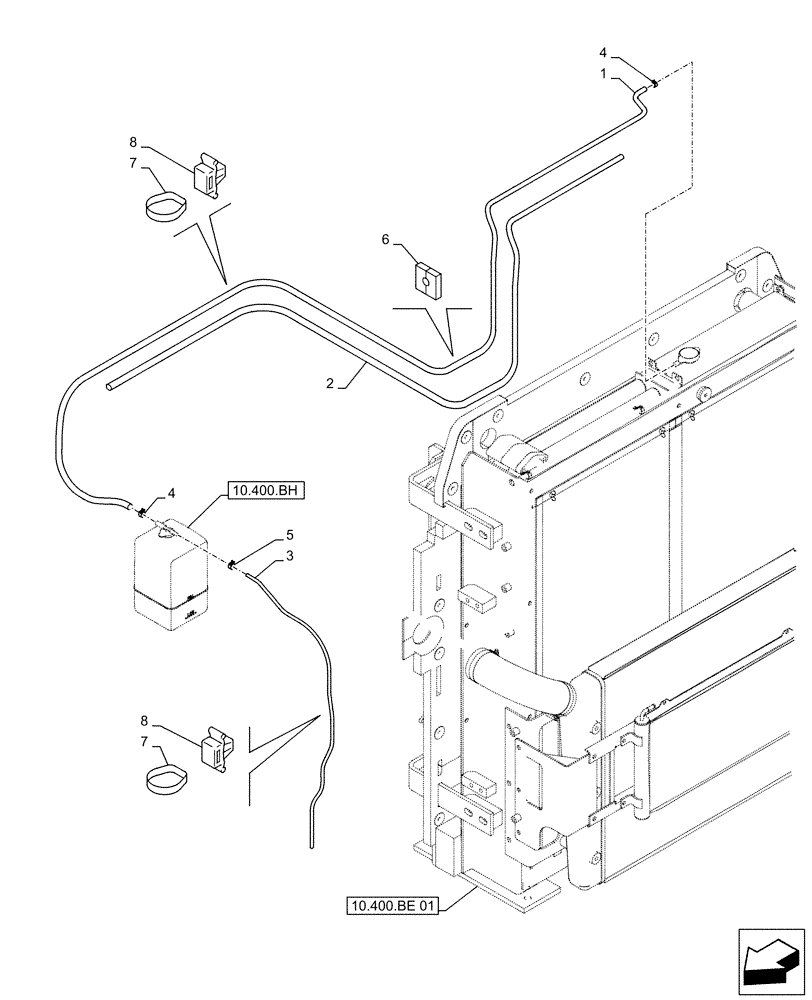 Схема запчастей Case CX490D LC - (10.400.AK) - EXPANSION TANK, HOSE (10) - ENGINE