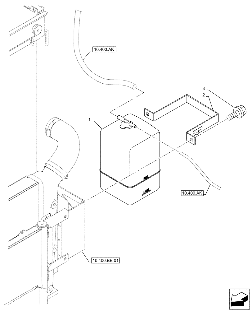 Схема запчастей Case CX490D LC - (10.400.BH) - RADIATOR, EXPANSION TANK (10) - ENGINE