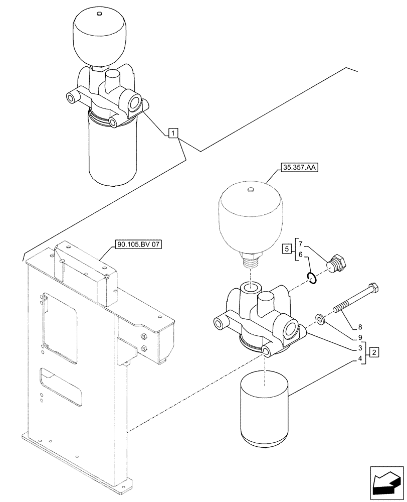 Схема запчастей Case CX500D RTC - (35.300.AN[02]) - HYDRAULIC SYSTEM, OIL FILTER (35) - HYDRAULIC SYSTEMS