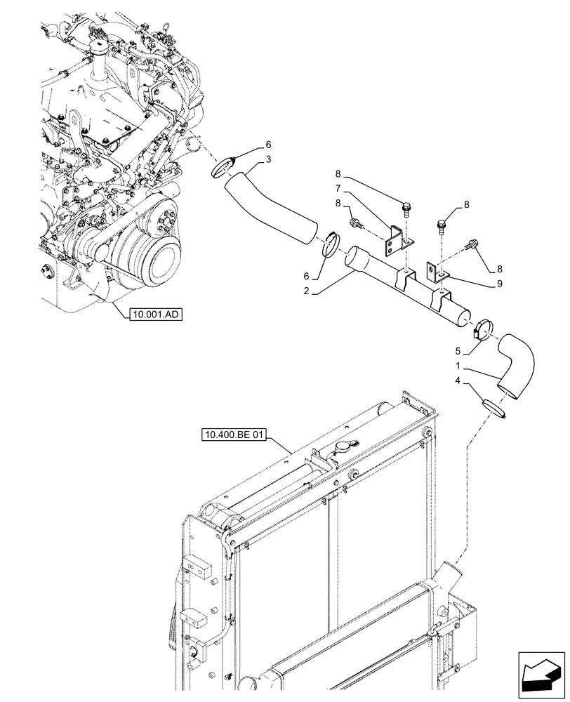 Схема запчастей Case CX500D LC - (10.310.AD) - AFTERCOOLER LINE, ENGINE (10) - ENGINE