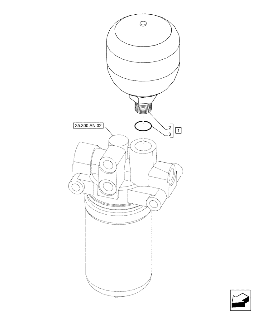 Схема запчастей Case CX500D RTC - (35.357.AA) - PILOT ACCUMULATOR (35) - HYDRAULIC SYSTEMS