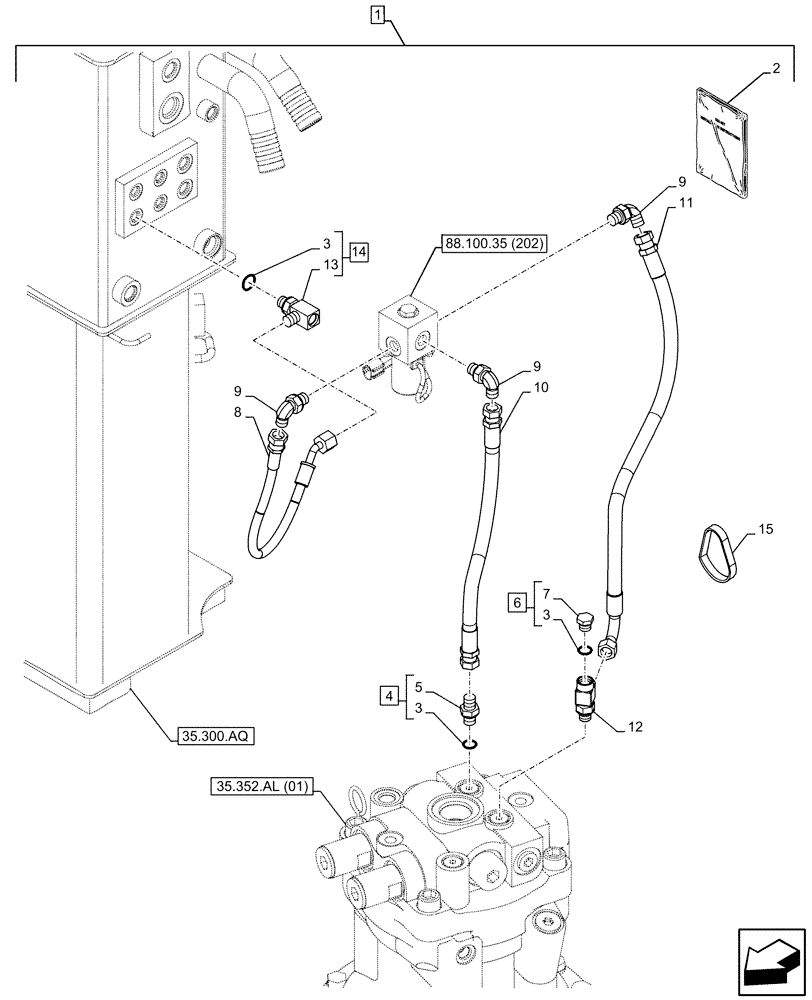 Схема запчастей Case CX160D LC - (88.100.35[201]) - DIA KIT, FREE SWING, MOTO-REDUCTION GEAR, LOCKOUT SOLENOID VALVE, LINE (88) - ACCESSORIES