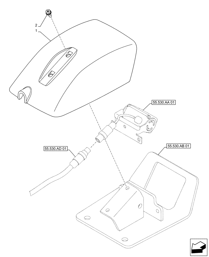 Схема запчастей Case CX490D RTC - (55.530.AC[01]) - VAR - 461504, 488037, 481263 - REAR VIEW CAMERA, COVER (55) - ELECTRICAL SYSTEMS