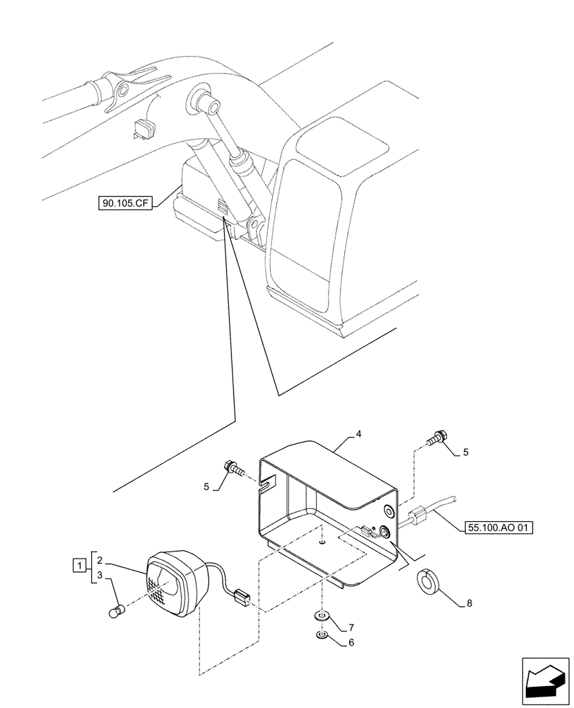 Схема запчастей Case CX490D RTC - (55.404.AL) - FRONT LIGHT (55) - ELECTRICAL SYSTEMS