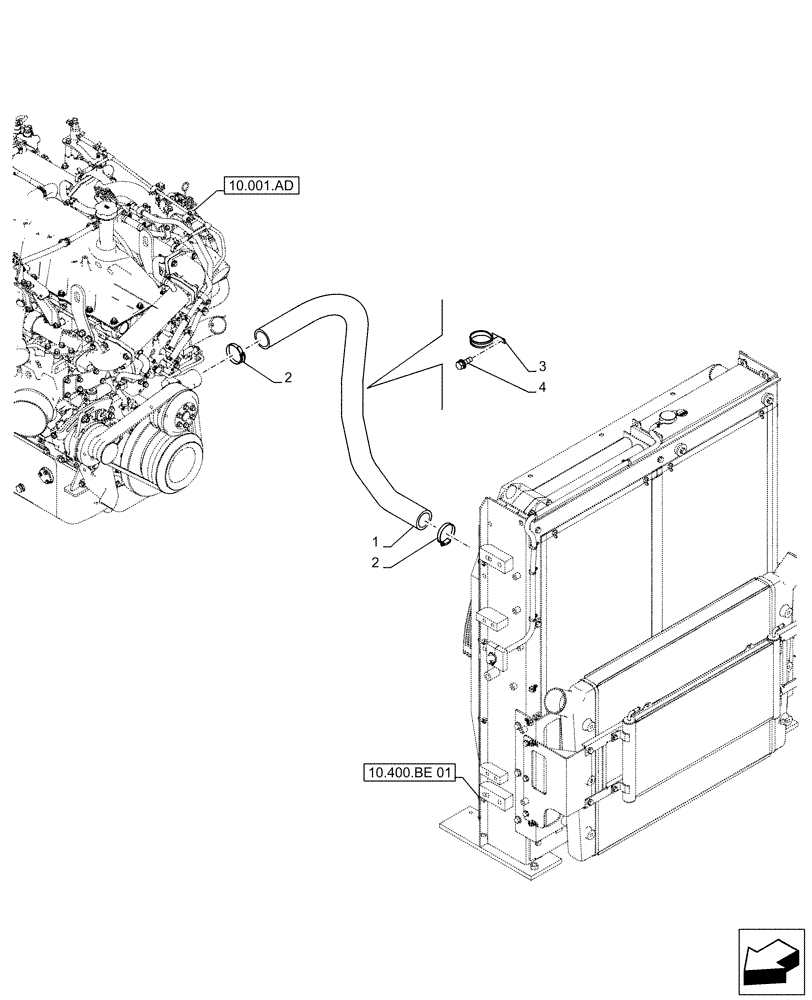 Схема запчастей Case CX490D RTC - (10.400.AP) - RADIATOR HOSE (10) - ENGINE