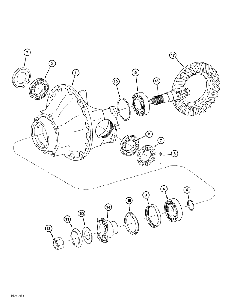 Схема запчастей Case 621B - (6-52) - REAR AXLE DIFFERENTIAL CARRIER (06) - POWER TRAIN