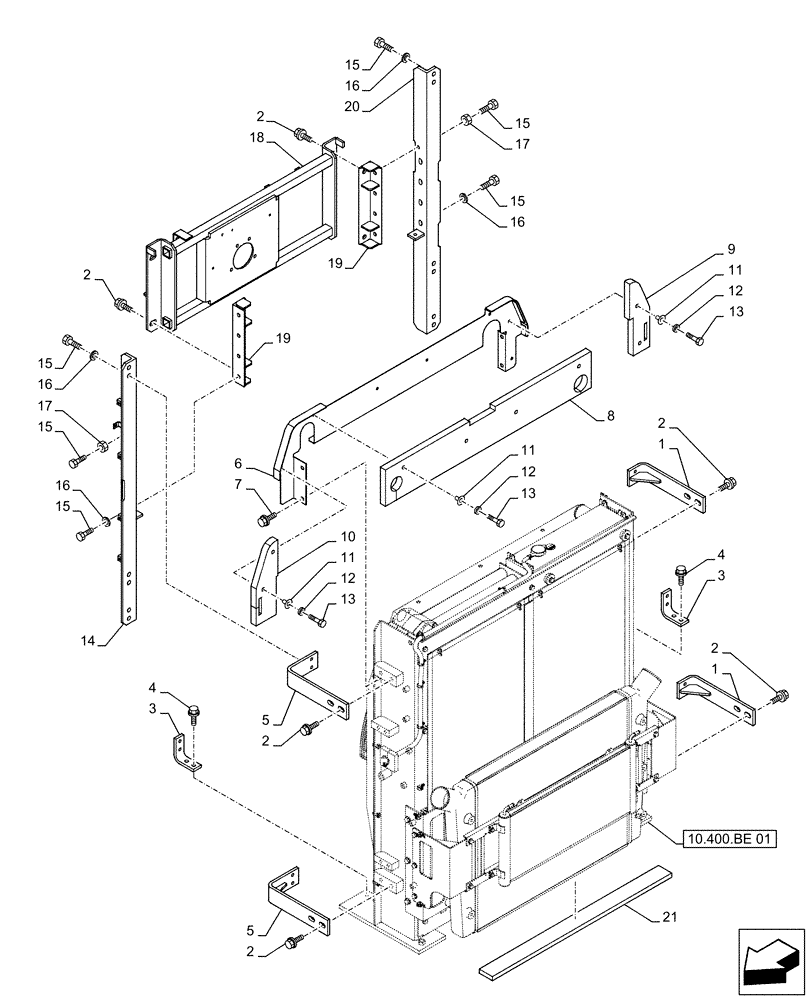 Схема запчастей Case CX490D LC - (10.400.BF[02]) - RADIATOR PANEL (10) - ENGINE