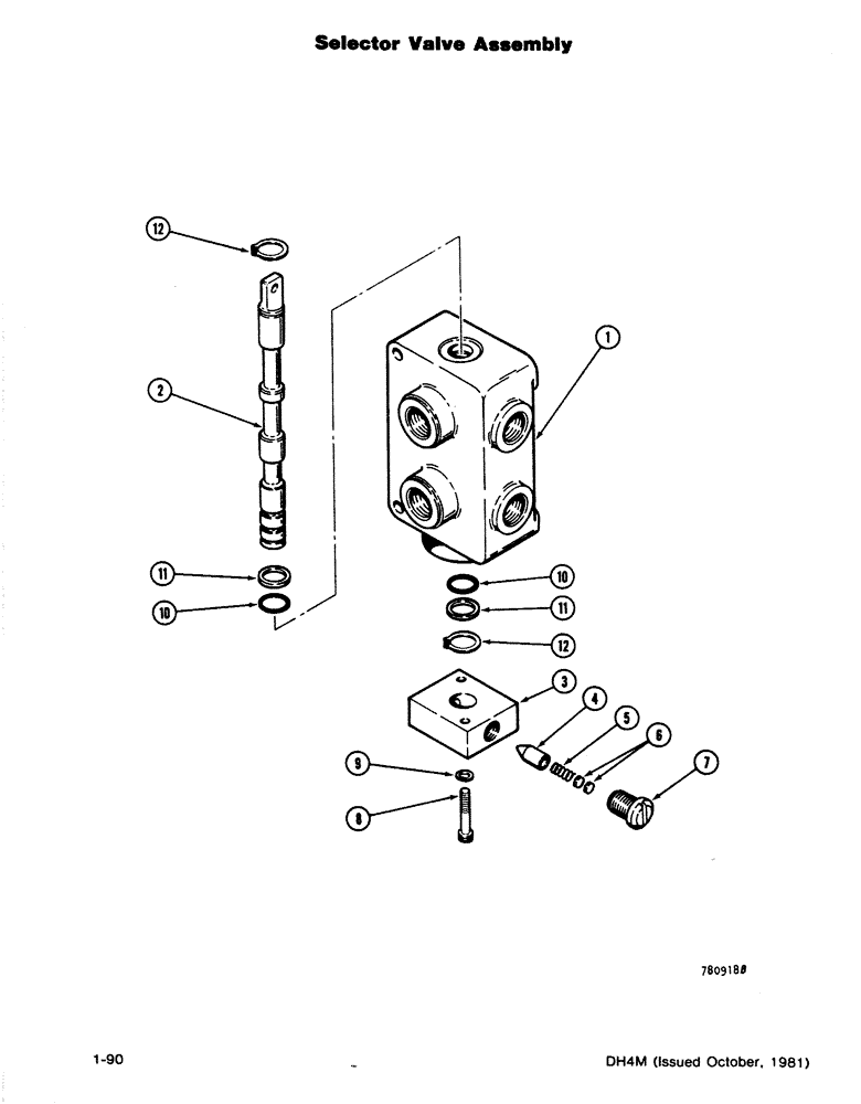 Схема запчастей Case DH4 - (1-90) - SELECTOR VALVE ASSEMBLY (35) - HYDRAULIC SYSTEMS