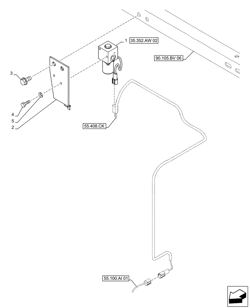 Схема запчастей Case CX490D RTC - (35.352.AW[01]) - VAR - 461568 - LOCKOUT SOLENOID VALVE, FREE SWING (35) - HYDRAULIC SYSTEMS