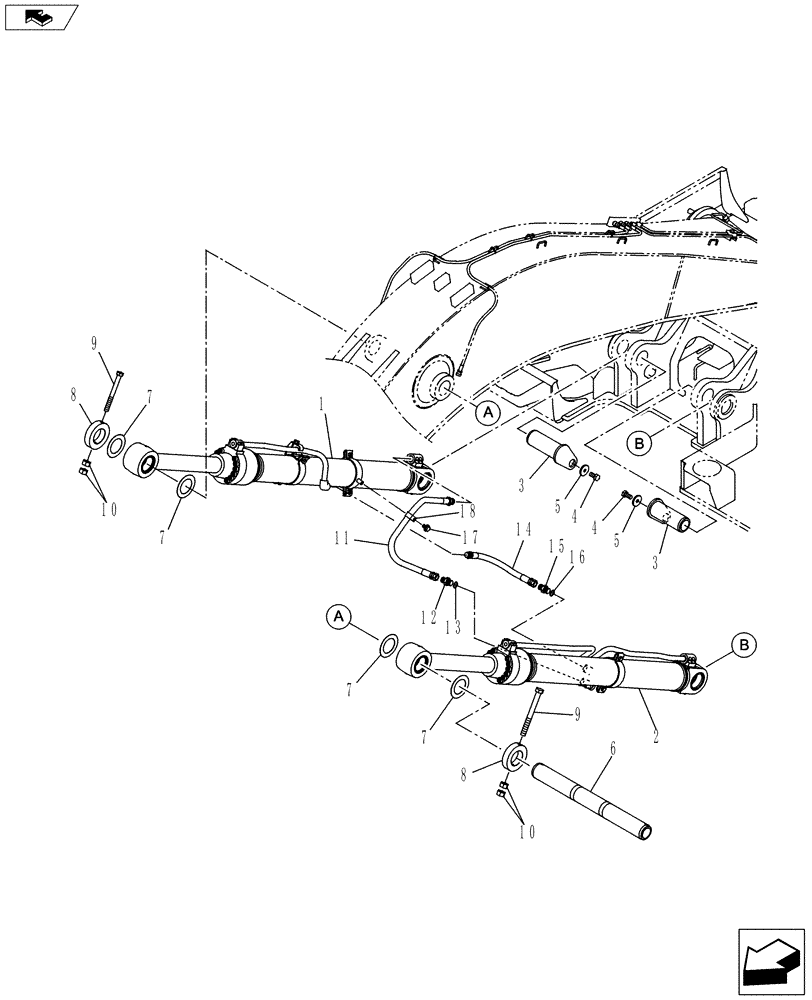 Схема запчастей Case CX145C SR - (35.736.AC[07]) - BOOM CYLINDER LINE (EMS) (35) - HYDRAULIC SYSTEMS