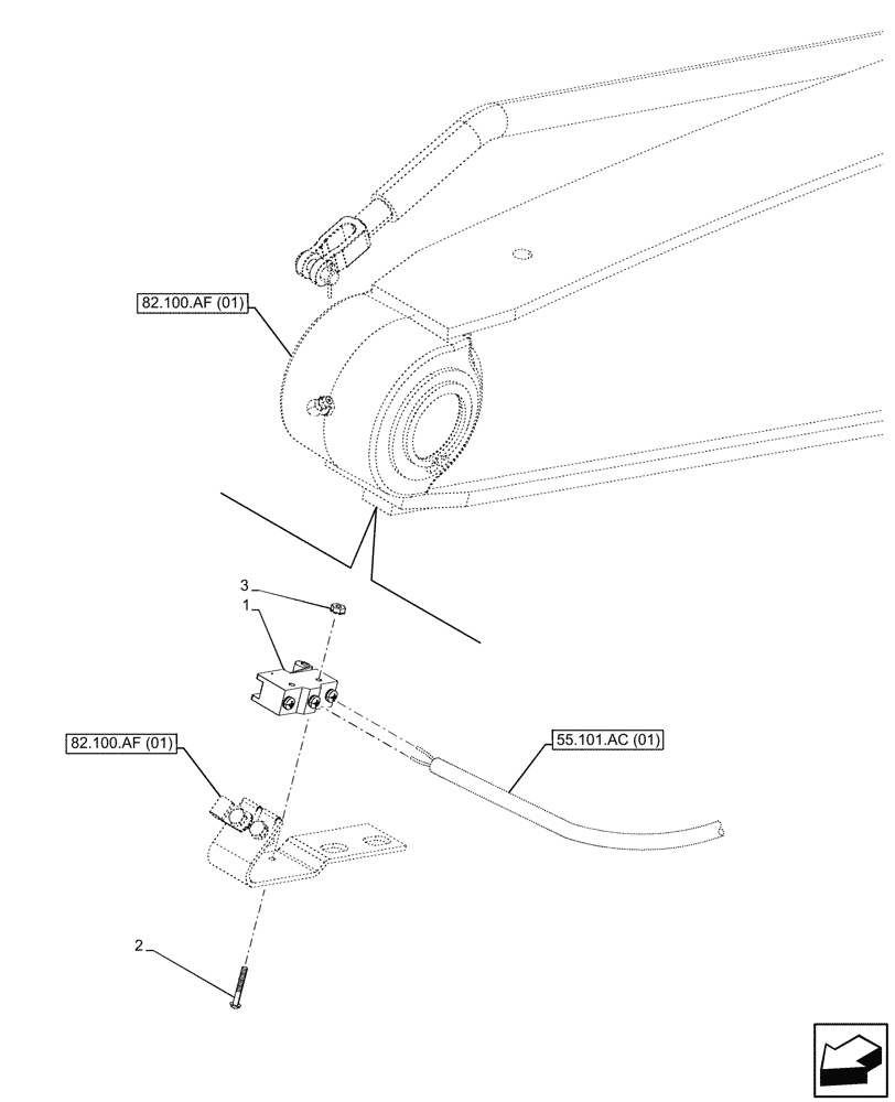 Схема запчастей Case 580SN - (55.415.AA) - LOADER ARM, BUCKET, LEVEL INDICATOR (55) - ELECTRICAL SYSTEMS